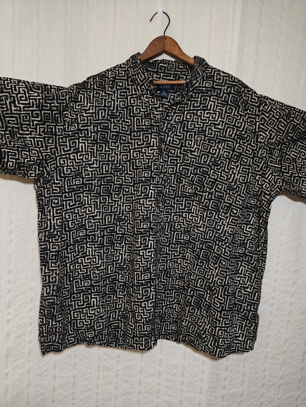 Men's Harbor Bay Black and Cream Geometric Knit Top 3X